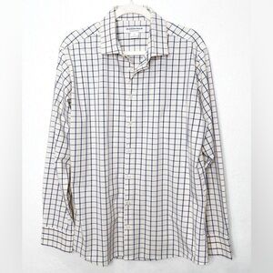 Mizzen+Main Performance Button Down Long Sleeve Grid Print Shirt Size Medium